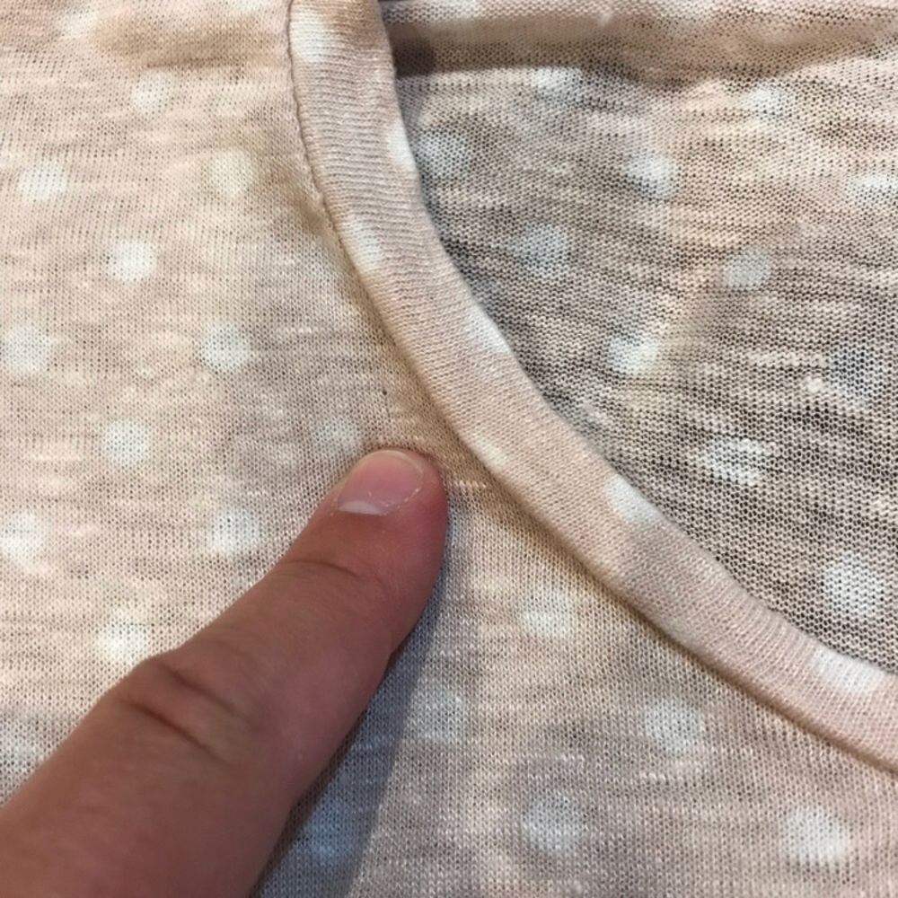 Madewell 100% linen tee light pink dots women’s Sm - Picture 7 of 8